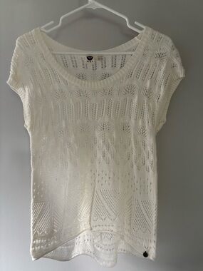 Roxy Cream Crochet Short Sleeve Top